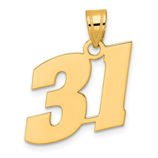 14k Polished Block Number 31 Pendant