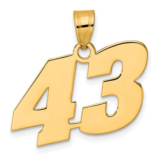 14k Polished Block Number 43 Pendant