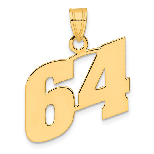 14k Polished Block Number 64 Pendant