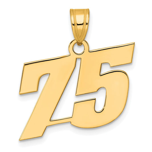 14k Polished Block Number 75 Pendant