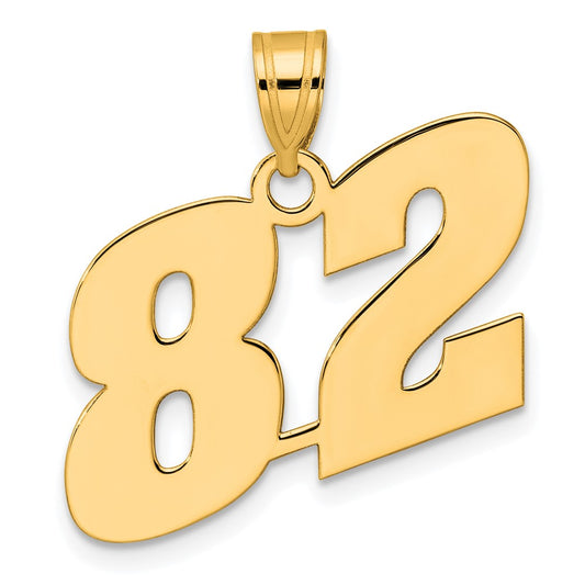 14k Polished Block Number 82 Pendant