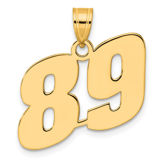 14k Polished Block Number 89 Pendant