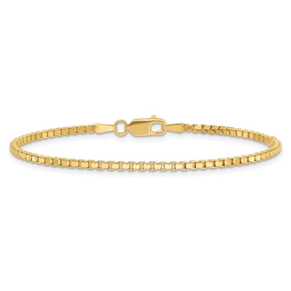 14K 7 inch 1.9mm Box with Lobster Clasp Bracelet