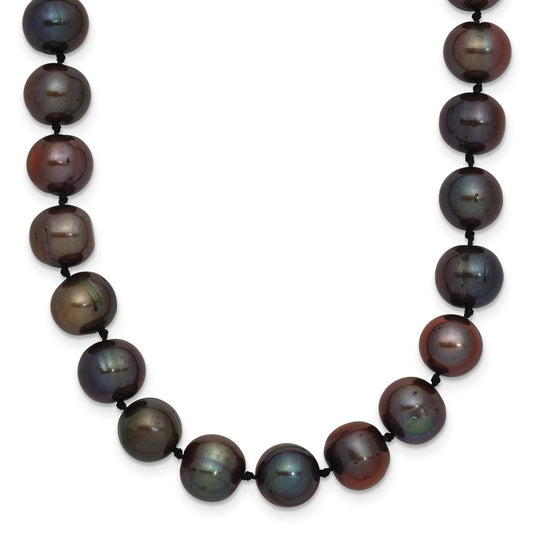 14k 8-9mm Black Near-Round Freshwater Cultured Pearl 18 inch Necklace
