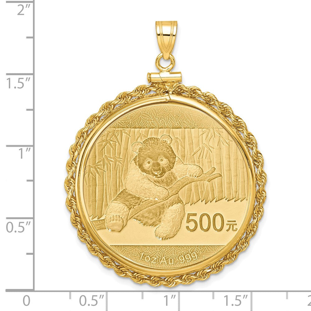 Wideband Distinguished Coin Jewelry 14k Polished Rope Mounted 1oz Panda Screw Top Coin Bezel Pendant