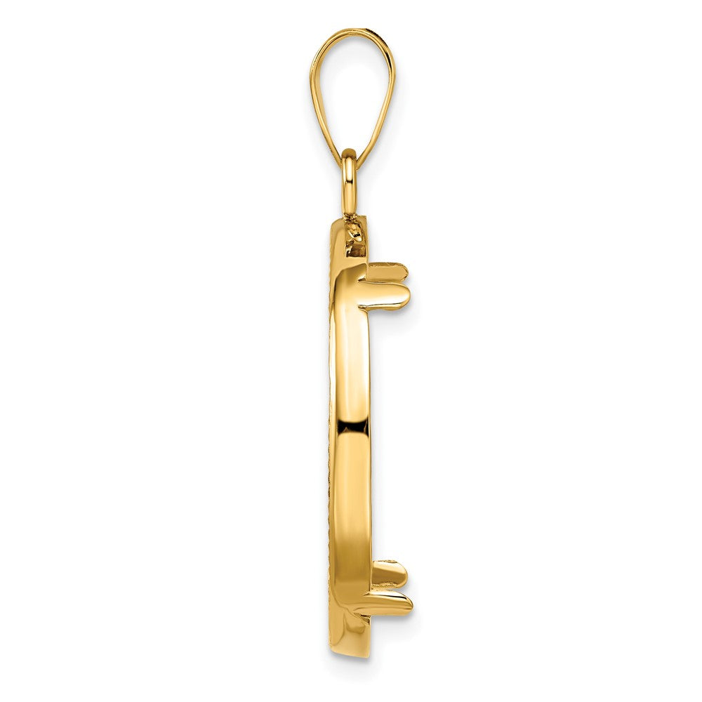Wideband Distinguished Coin Jewelry 14k Polished and Diamond-cut 22.0mm Prong Coin Bezel Pendant
