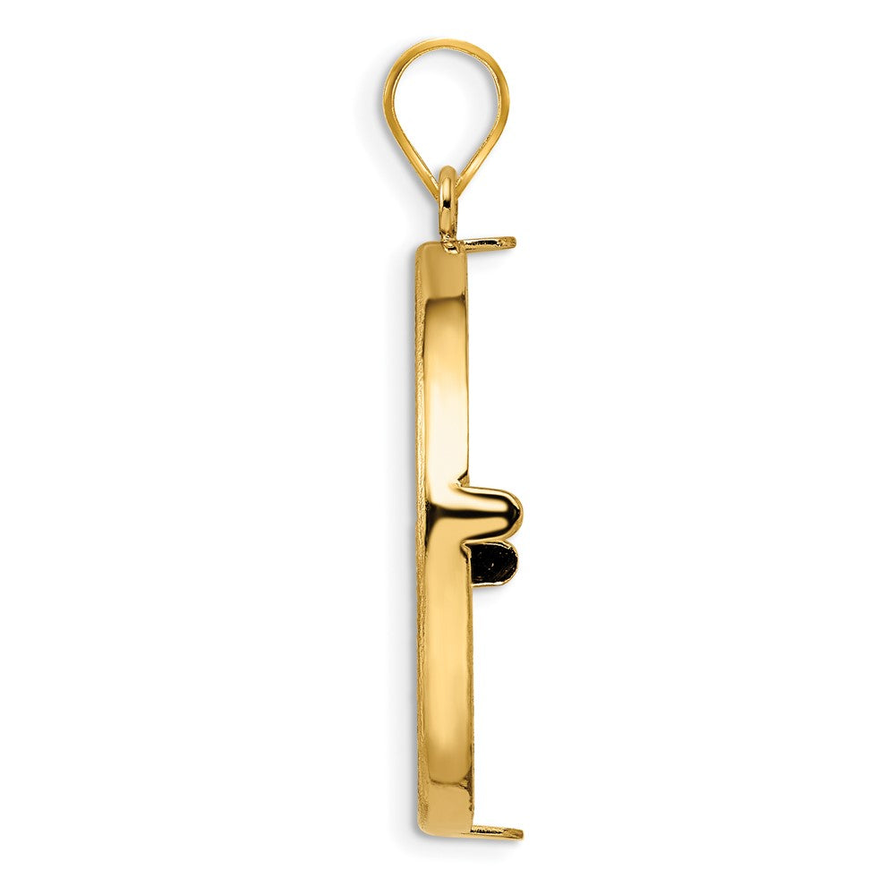 Wideband Distinguished Coin Jewelry 14k Polished and Diamond-cut 27.0mm Prong Coin Bezel Pendant