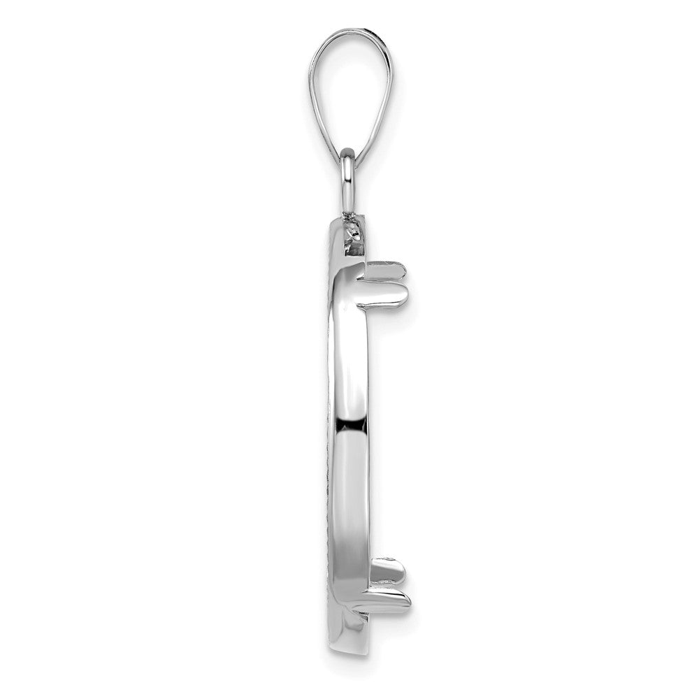Wideband Distinguished Coin Jewelry 14k White Gold Polished and Diamond-cut 22.0mm Prong Coin Bezel Pendant