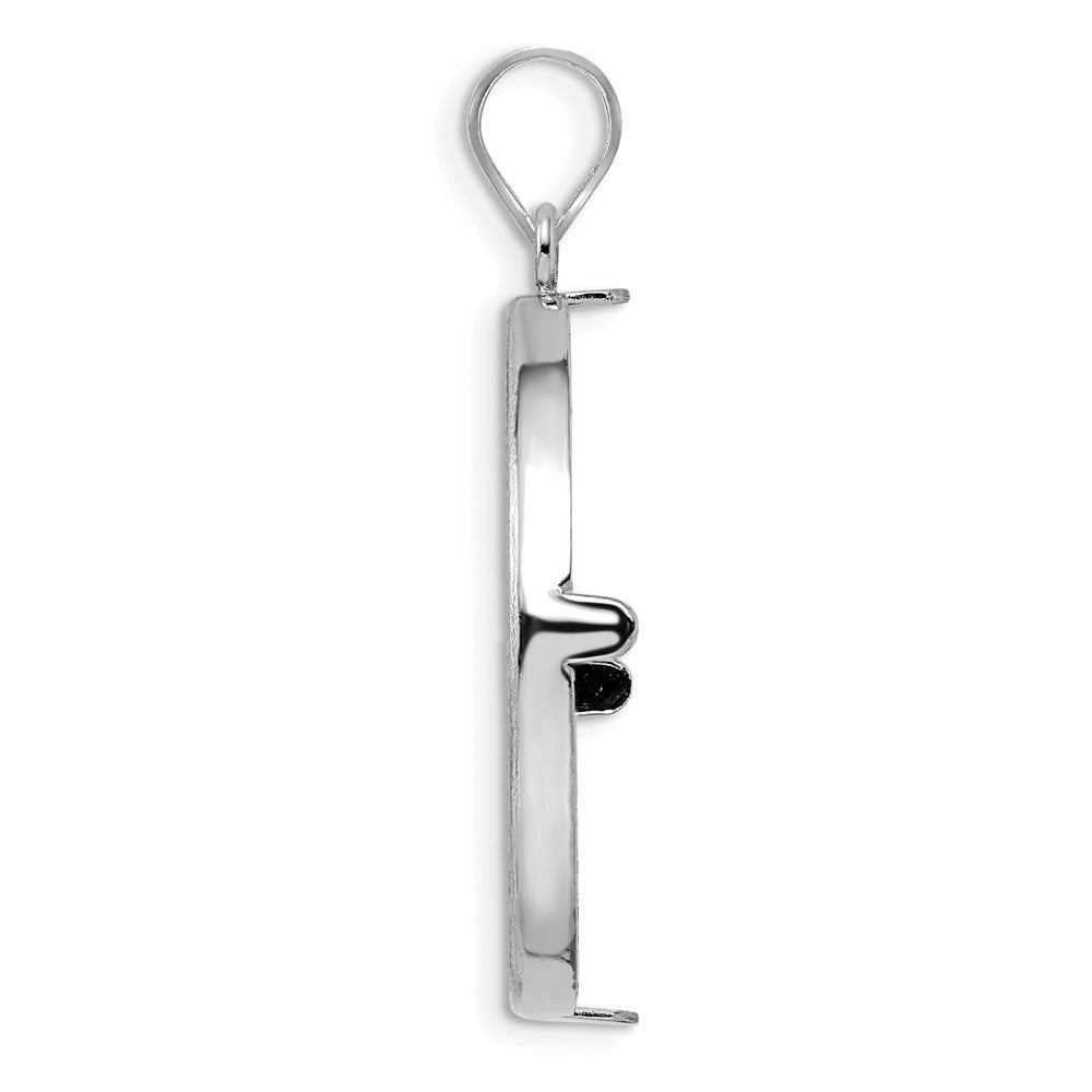 Wideband Distinguished Coin Jewelry 14k White Gold Polished and Diamond-cut 27.0mm Prong Coin Bezel Pendant