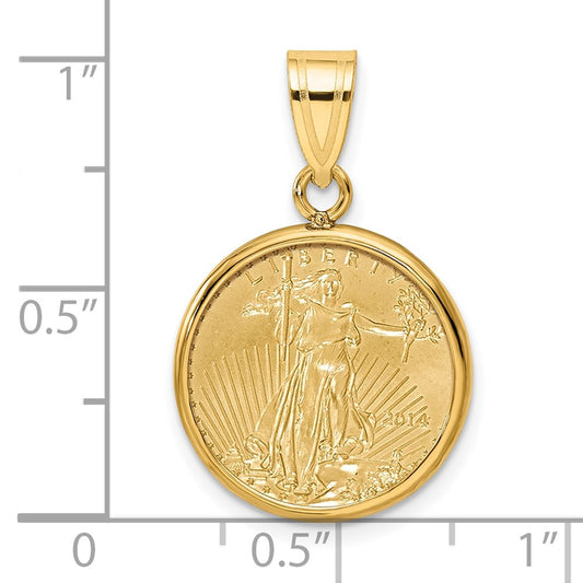 Wideband Distinguished Coin Jewelry 14k Polished Mounted 1/10oz American Eagle Prong Coin Bezel Pendant