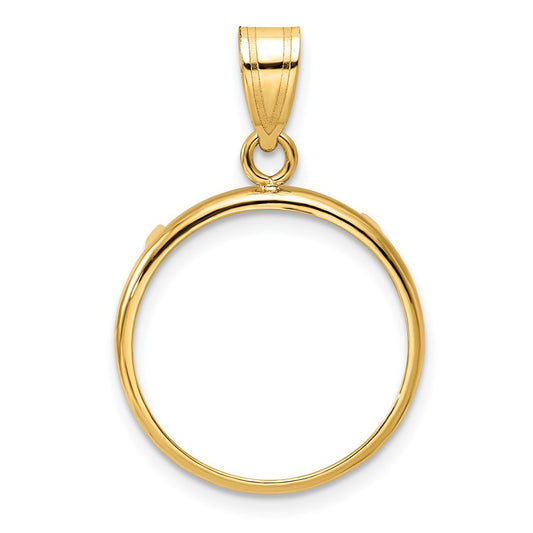 Wideband Distinguished Coin Jewelry 14k Polished 18.0mm Prong Coin Bezel Pendant