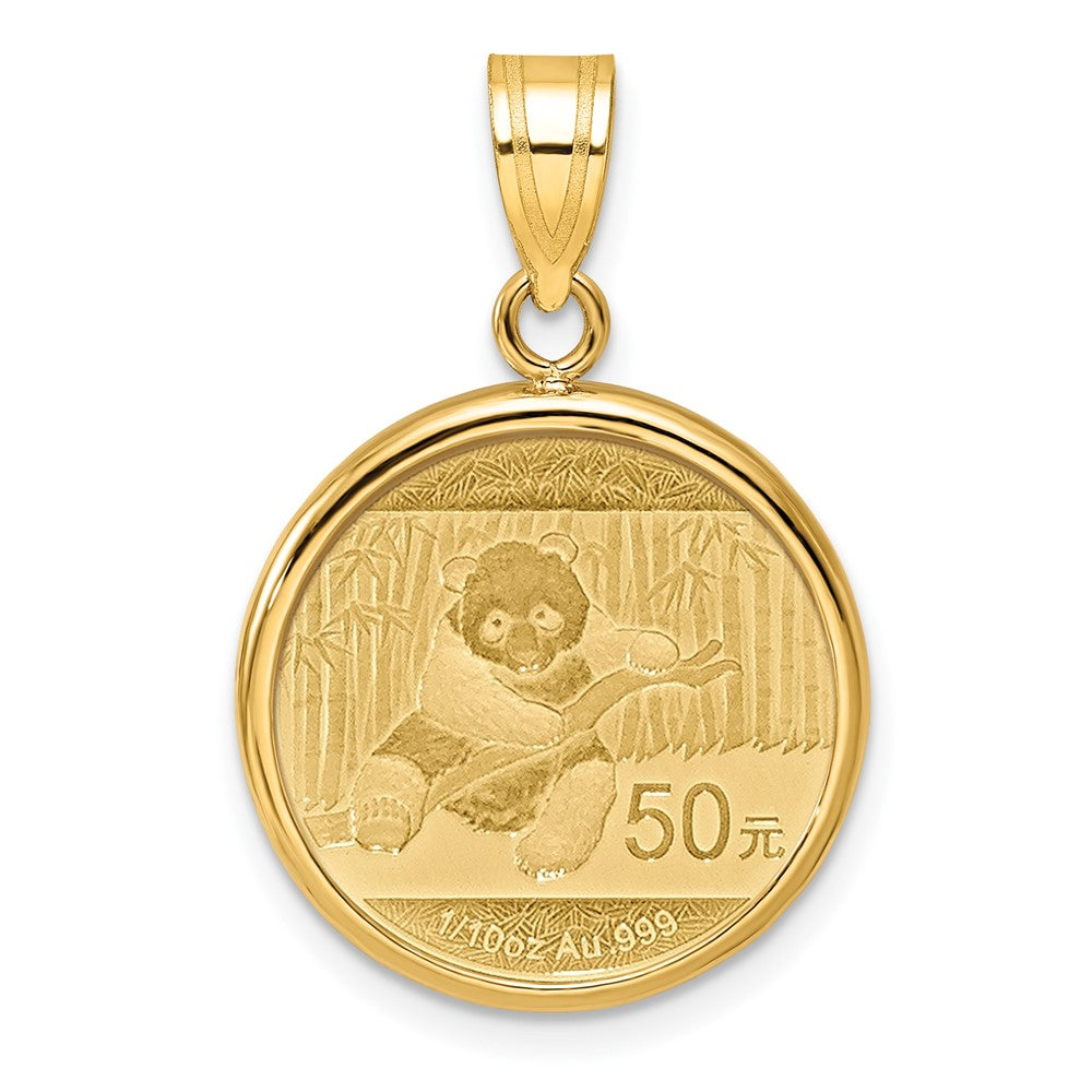 Wideband Distinguished Coin Jewelry 14k Polished Mounted 1/10oz Panda Prong Coin Bezel Pendant