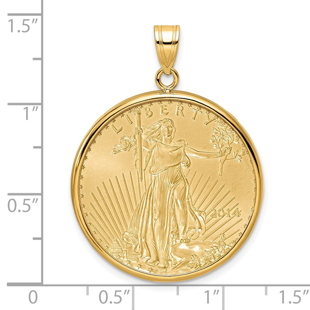 Wideband Distinguished Coin Jewelry 14k Polished Mounted 1/2oz American Eagle Prong Coin Bezel Pendant