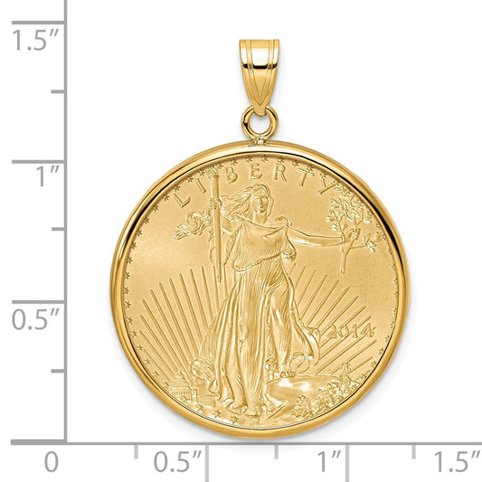 Wideband Distinguished Coin Jewelry 14k Polished Mounted 1/2oz American Eagle Prong Coin Bezel Pendant