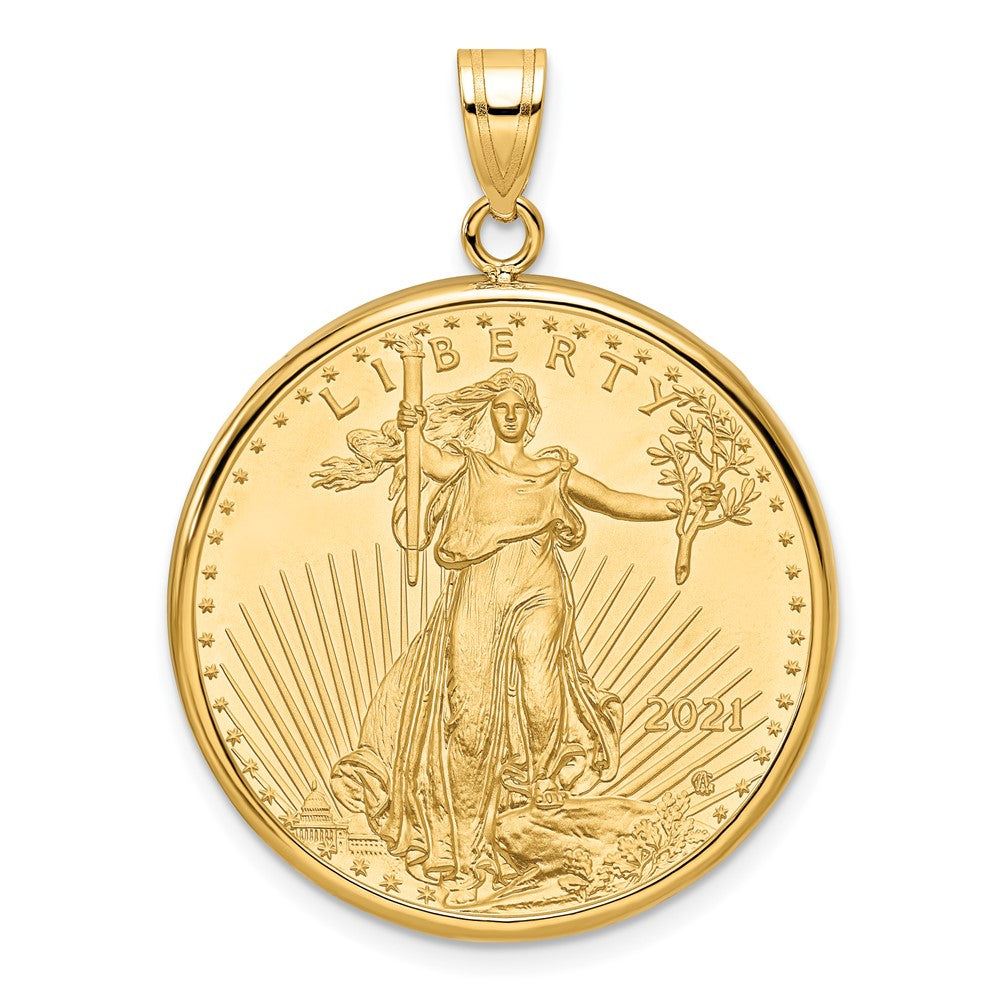 Wideband Distinguished Coin Jewelry 14k Polished Mounted 1/2oz American Eagle Prong Coin Bezel Pendant