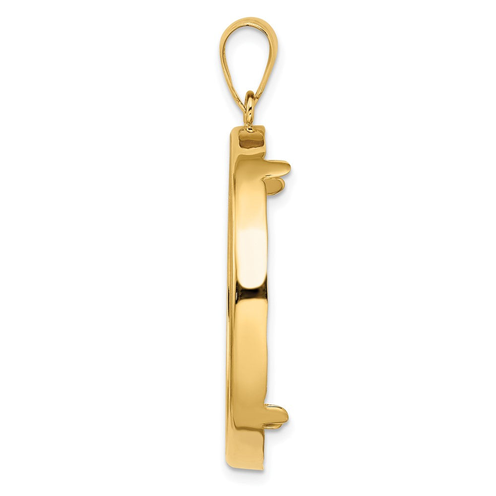 Wideband Distinguished Coin Jewelry 14k Polished 32.7mm Prong Coin Bezel Pendant