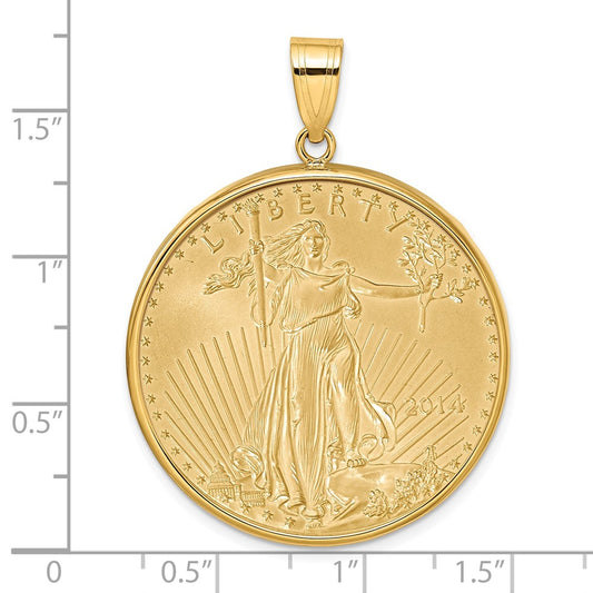 Wideband Distinguished Coin Jewelry 14k Polished Mounted 1oz American Eagle Prong Coin Bezel Pendant