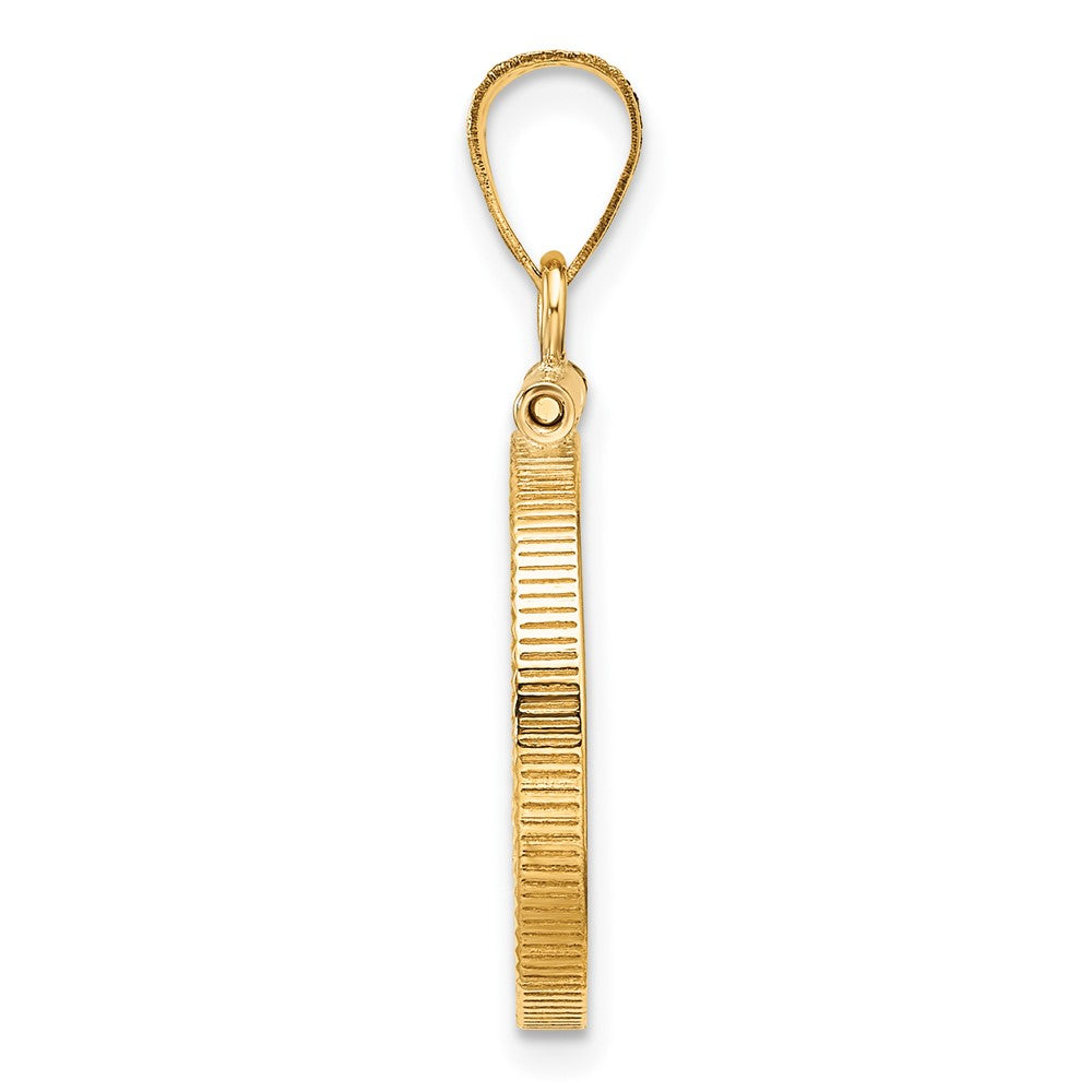 Wideband Distinguished Coin Jewelry 14k Polished and Diamond-cut 16.5mm x 1.35mm Screw Top Coin Bezel Pendant