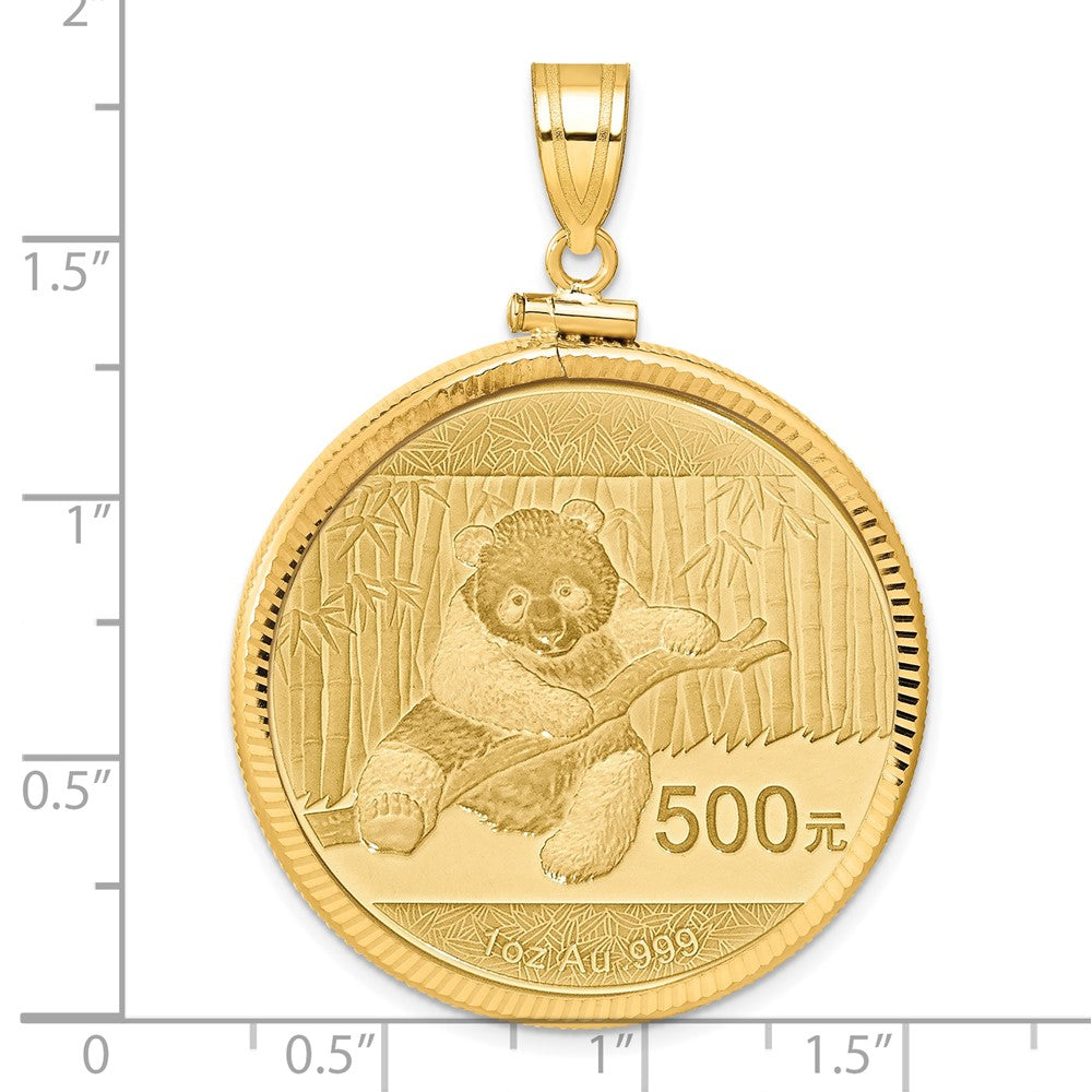 Wideband Distinguished Coin Jewelry 14ky Diamond-cut Screw Top Mounted 1oz Panda Coin Bezel Pendant
