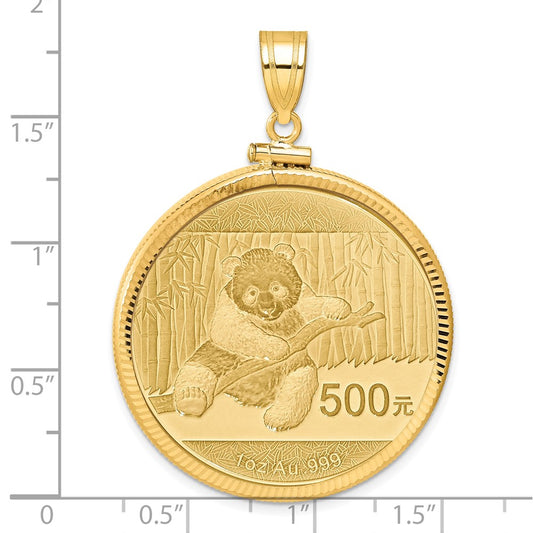 Wideband Distinguished Coin Jewelry 14ky Diamond-cut Screw Top Mounted 1oz Panda Coin Bezel Pendant