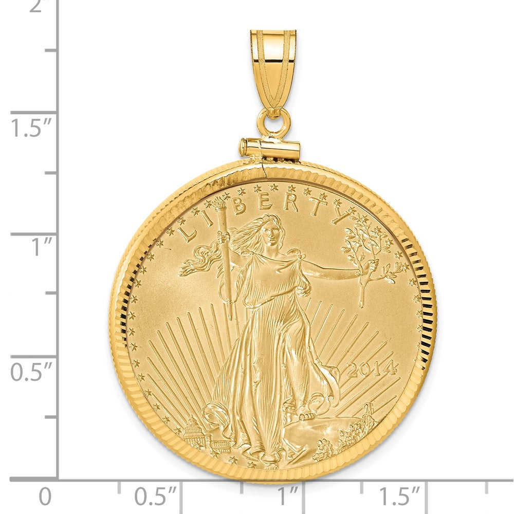 Wideband Distinguished Coin Jewelry 14ky Diamond-cut Screw Top Mounted 1oz American Eagle Coin Bezel Pendant