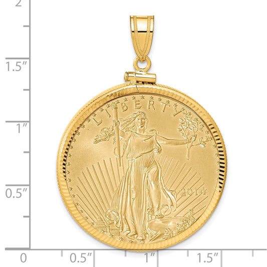 Wideband Distinguished Coin Jewelry 14ky Diamond-cut Screw Top Mounted 1oz American Eagle Coin Bezel Pendant