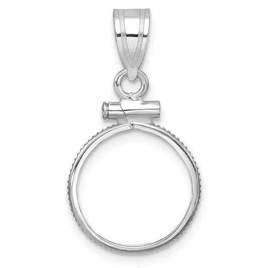 Wideband Distinguished Coin Jewelry 14k White Gold Polished 13.0mm x 1.1mm Screw Top Coin Bezel Pendant