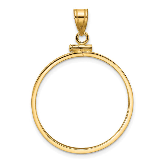 Wideband Distinguished Coin Jewelry 14k Polished 27.0mm x 2.35mm Screw Top Coin Bezel Pendant