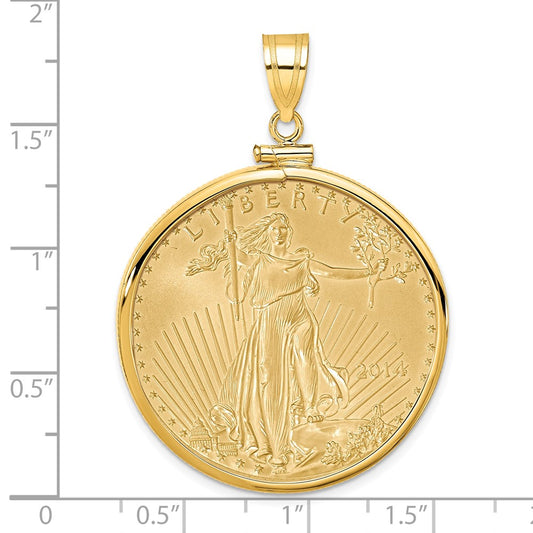 Wideband Distinguished Coin Jewelry 14k Polished Mounted 1oz American Eagle Screw Top Coin Bezel Pendant