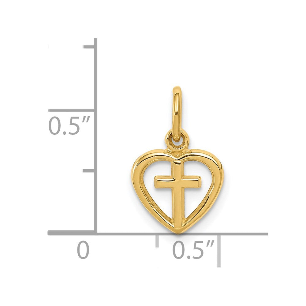 14k Cross in Heart Charm