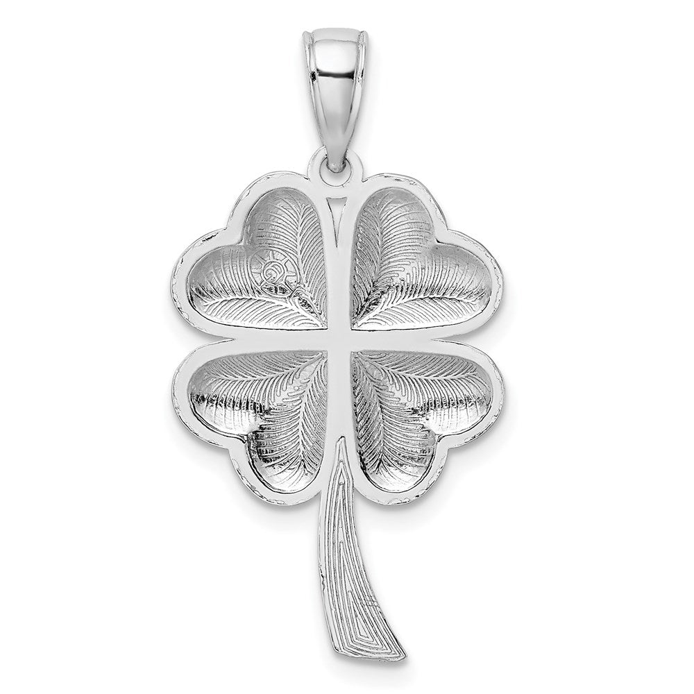14K White Gold Polished 4-Leaf Clover Charm