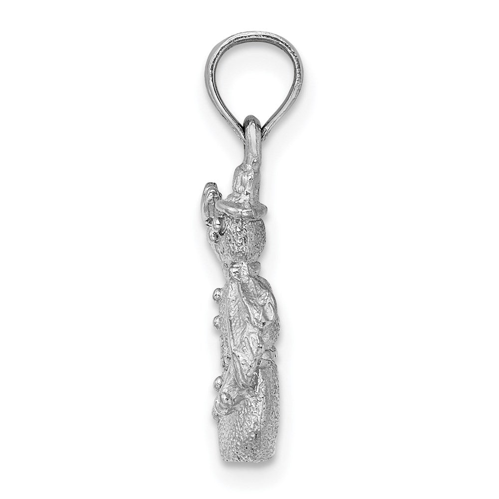 14K White Gold Satin and Polished 3-D Snowman Charm