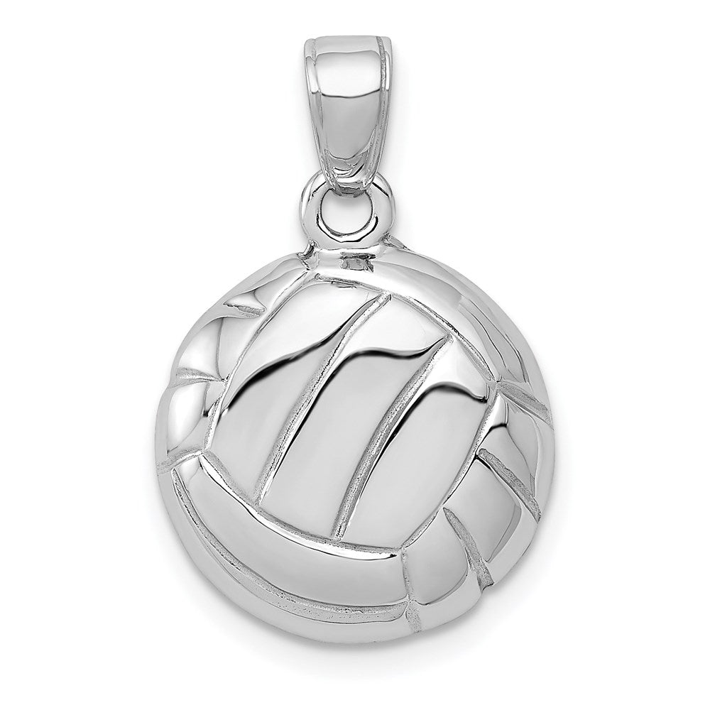 14k White Gold Polished Open-Backed Volleyball Pendant