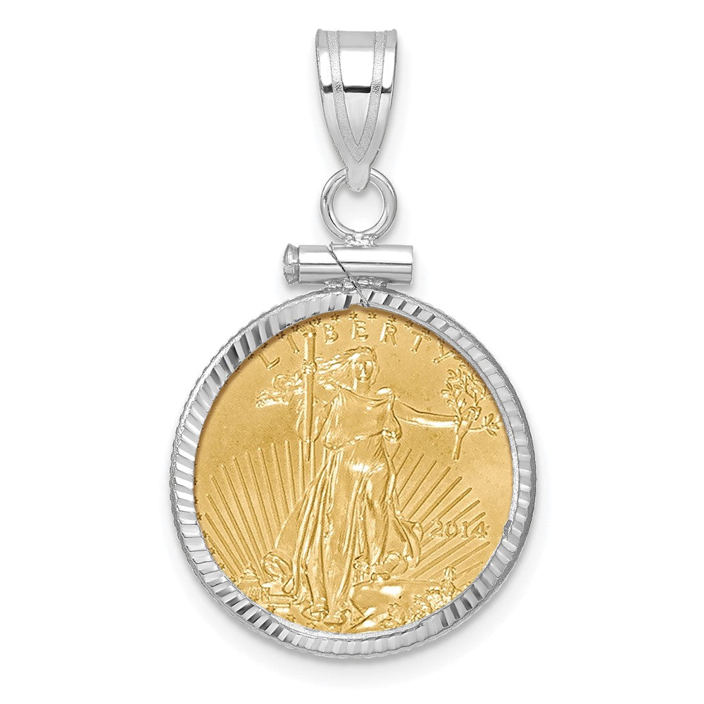 Wideband Distinguished Coin Jewelry 14kw Diamond-cut Screw Top Mounted 1/10oz American Eagle Coin Bezel Pendant