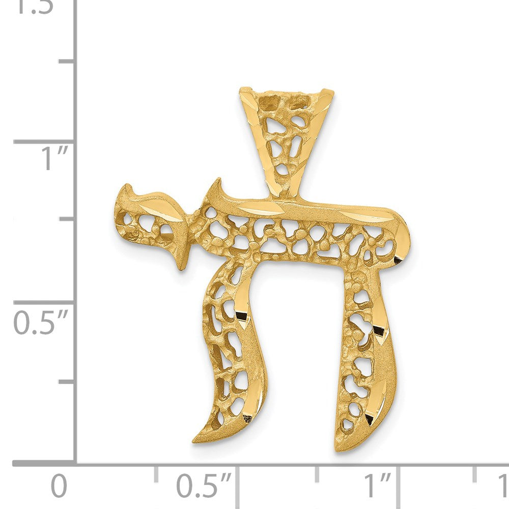 14k Filigree Chai Pendant