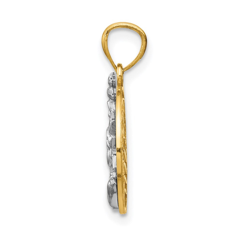 14k Two-tone Liberty on American Flag Disk Pendant