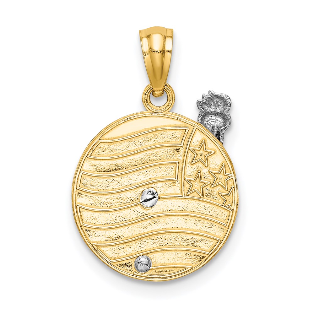 14k Two-tone Liberty on American Flag Disk Pendant