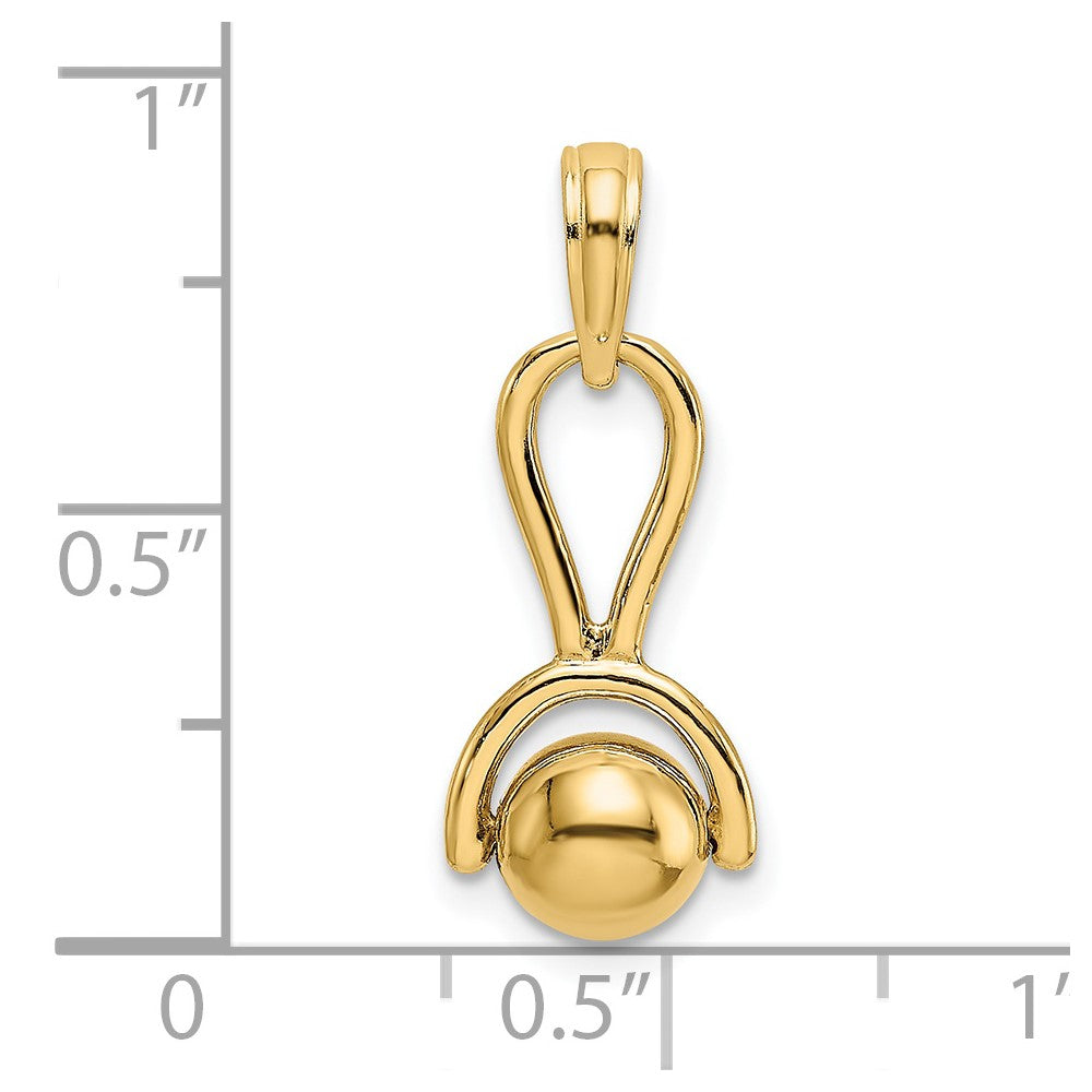 14k 3-D Rattle with Moveable Ball Charm