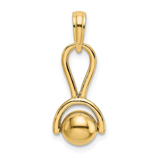 14k 3-D Rattle with Moveable Ball Charm