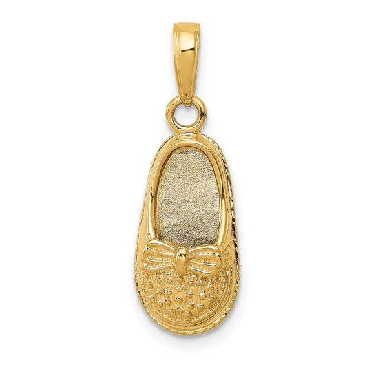 14k 3-D Shoe with Bow Pendant