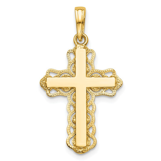 14K Lace Trim Cross Pendant