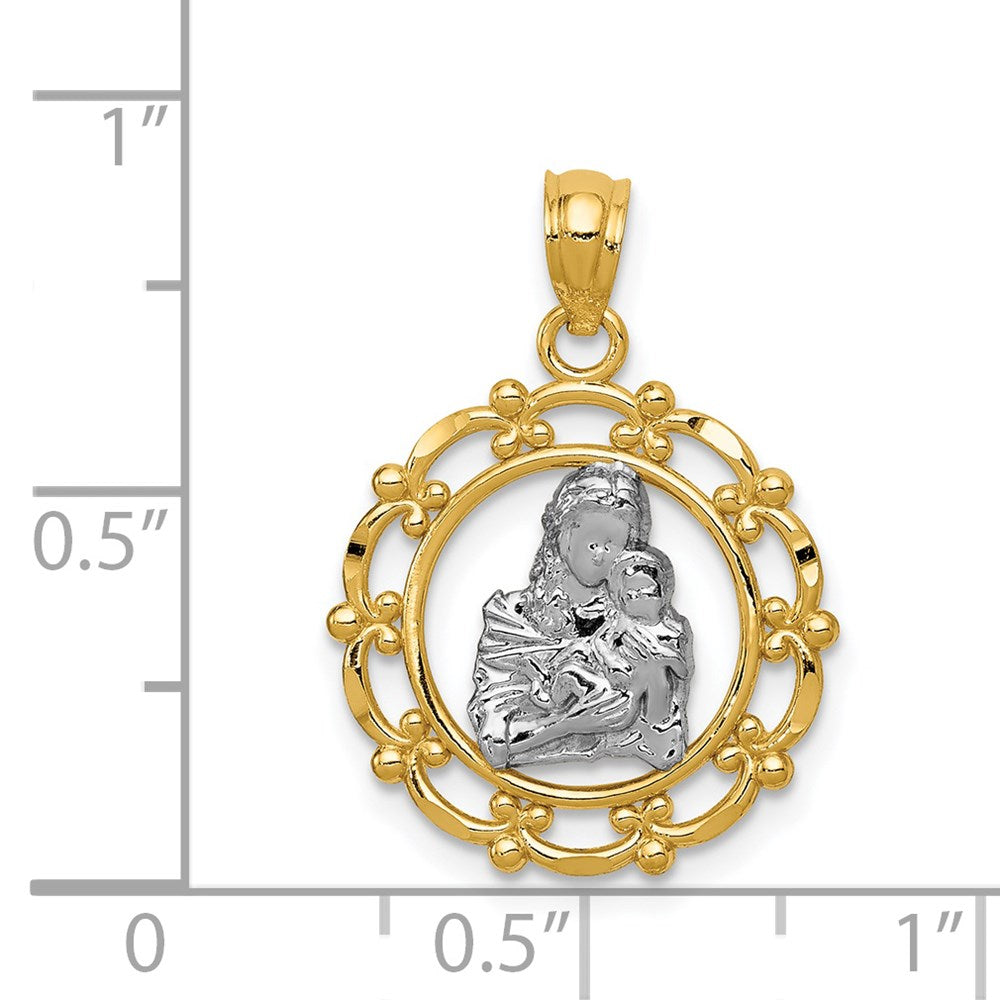 14k w/Rhodium Mother Holding Pendant