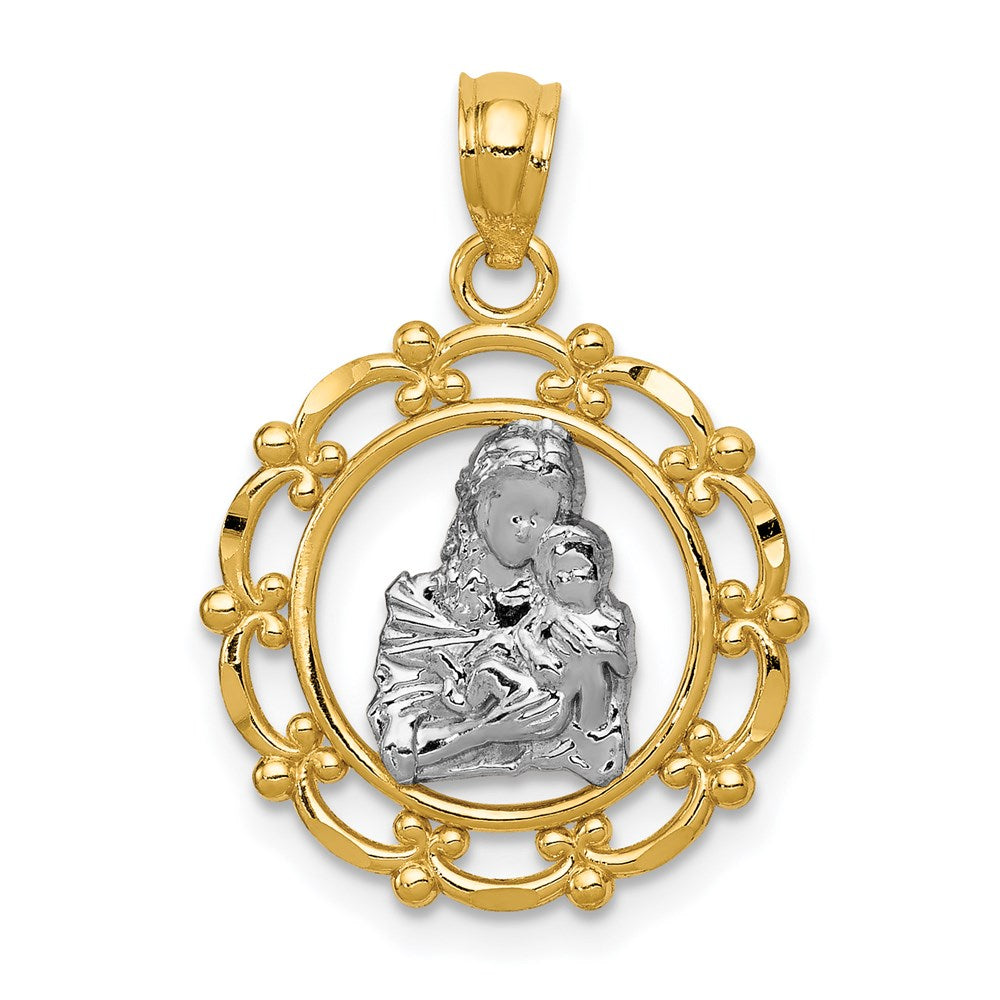 14k w/Rhodium Mother Holding Pendant