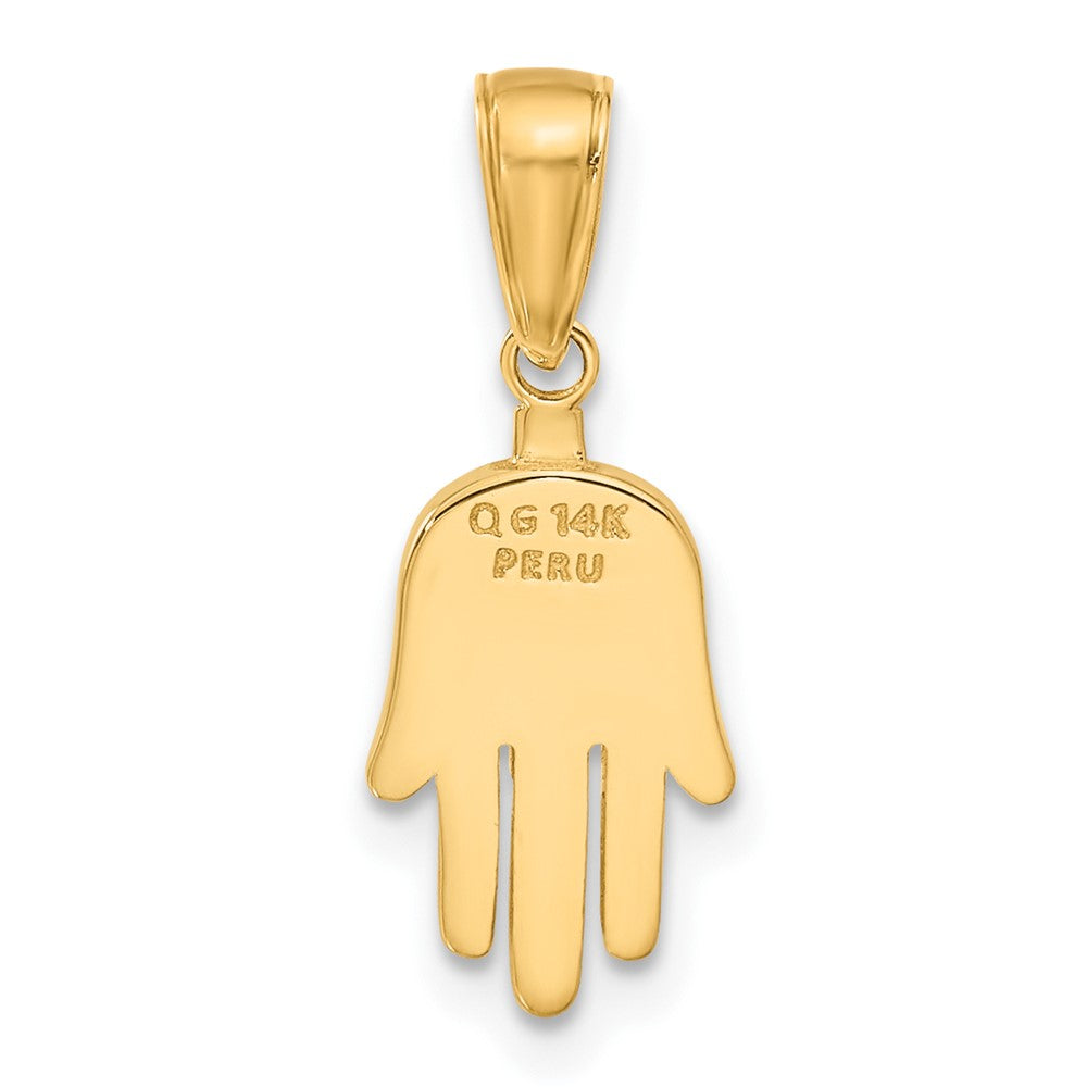 14K Large Solid Hamsa Pendant