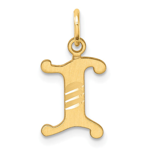 14K Diamond-cut Letter I Initial Charm