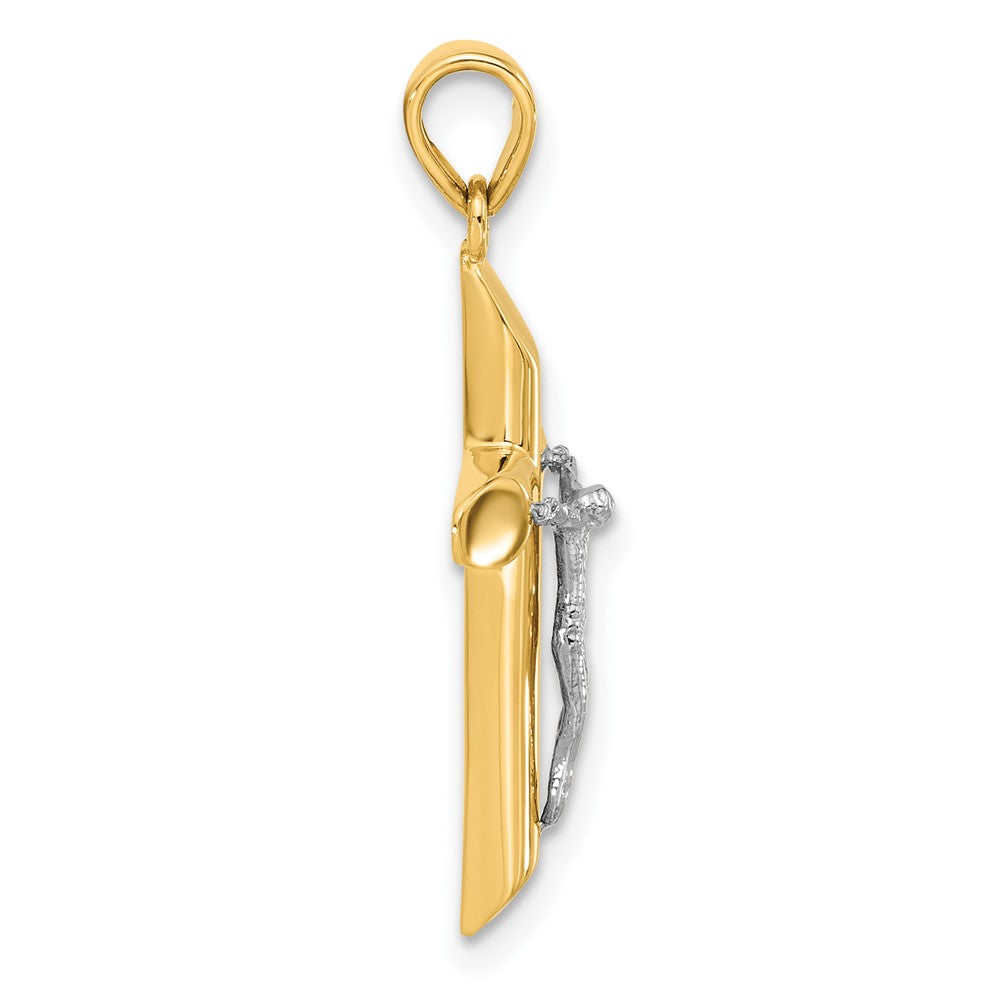 14K Two-tone Polished and Textured Crucifix Pendant
