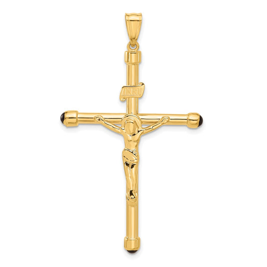 14K Polished Crucifix Onyx Pendant