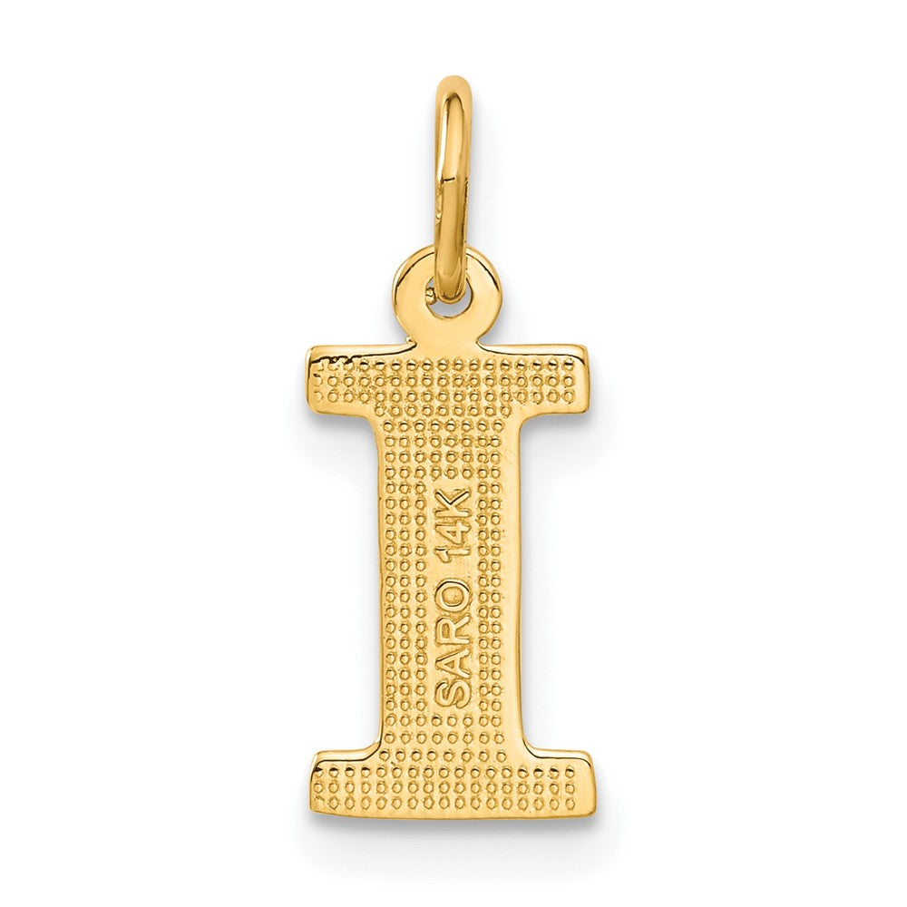 14KY Satin Diamond-cut Letter I Initial Charm