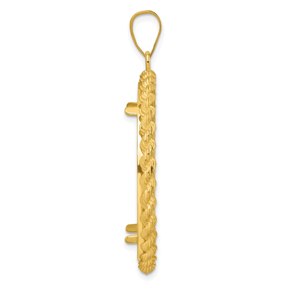 Wideband Distinguished Coin Jewelry 14k Polished with Casted Rope 32.0mm Prong Coin Bezel Pendant