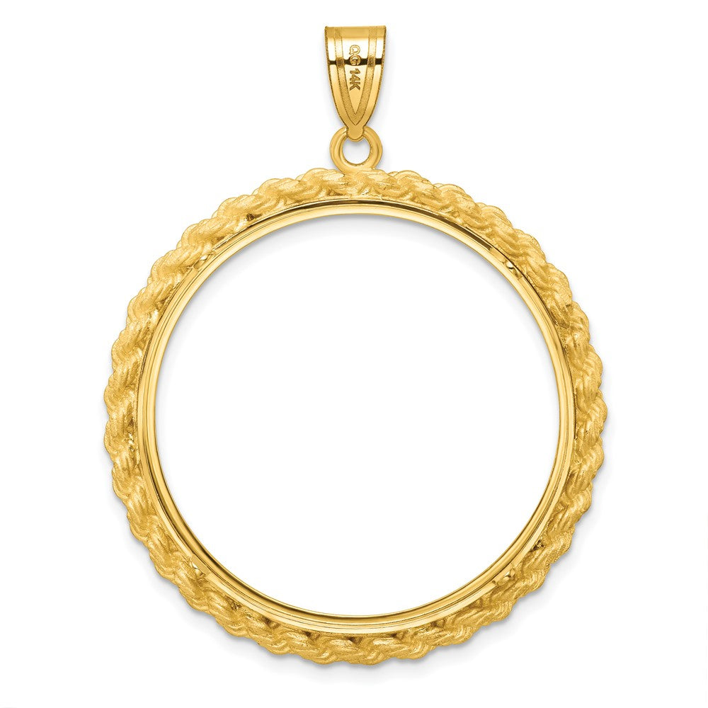 Wideband Distinguished Coin Jewelry 14k Polished with Casted Rope 32.0mm Prong Coin Bezel Pendant